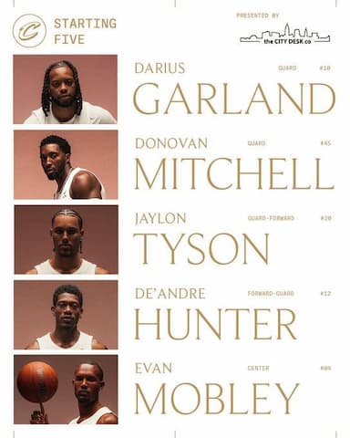 骑士首发：米切尔、泰森、莫布利、亨特、加兰-NBA新闻